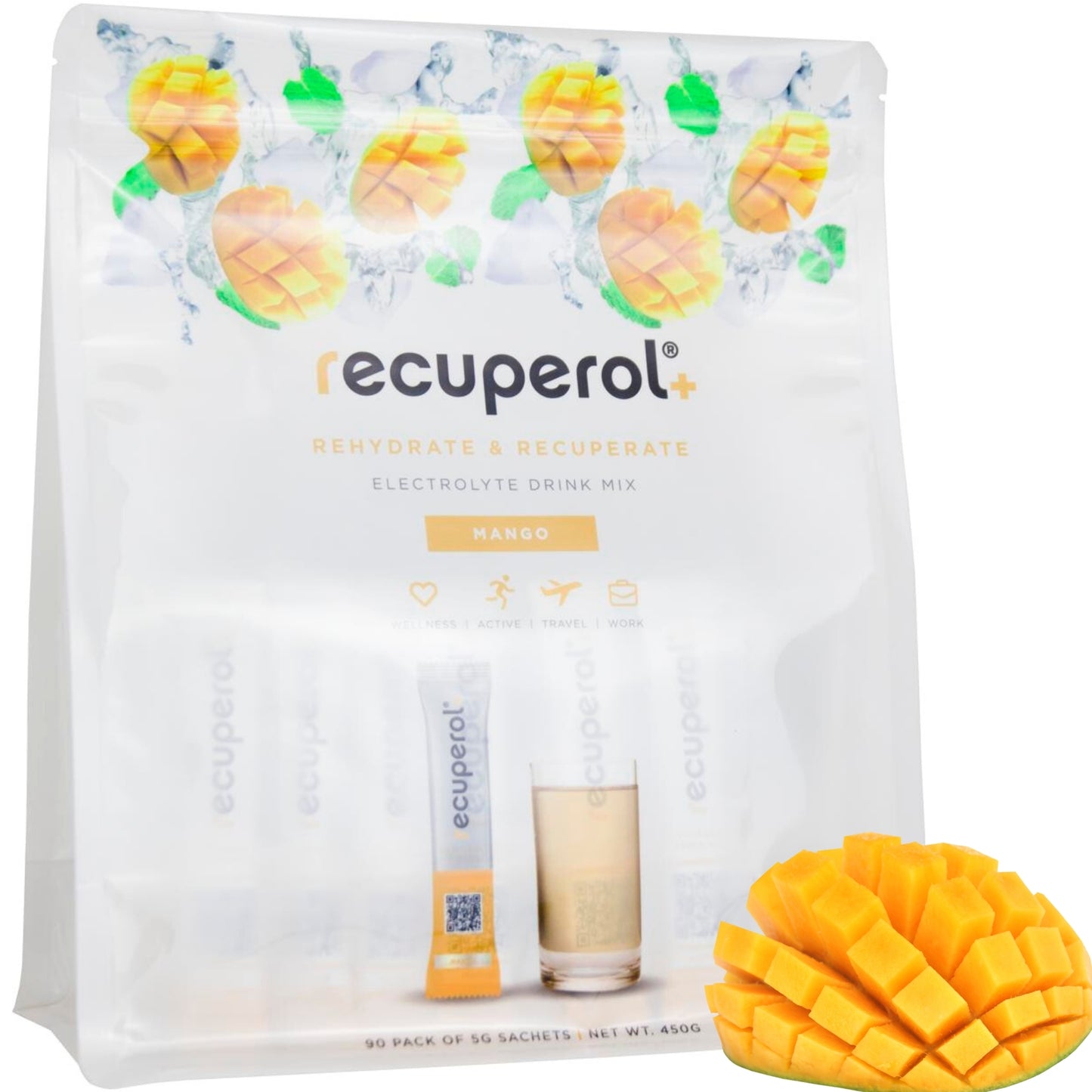 Recuperol Rehydration & Recovery Electrolyte Powder Drink Mix - Mango