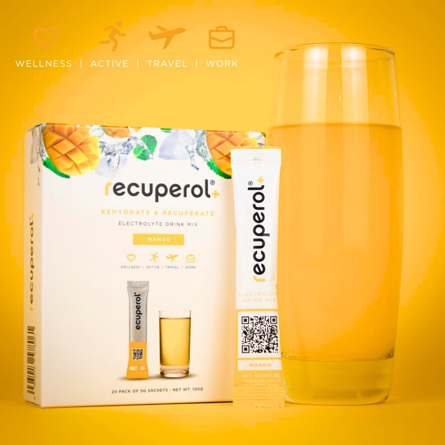 Recuperol Rehydration & Recovery Electrolyte Powder Drink Mix - Mango