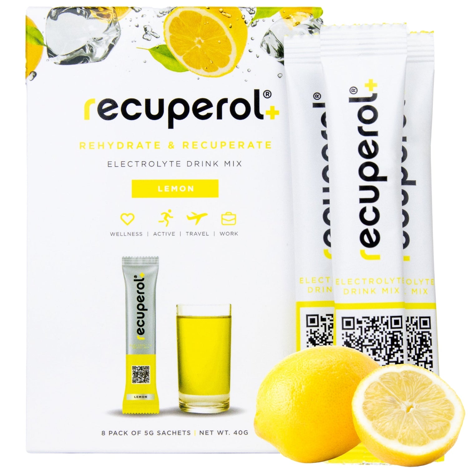 Recuperol Lemon electrolyte tub, 60 servings