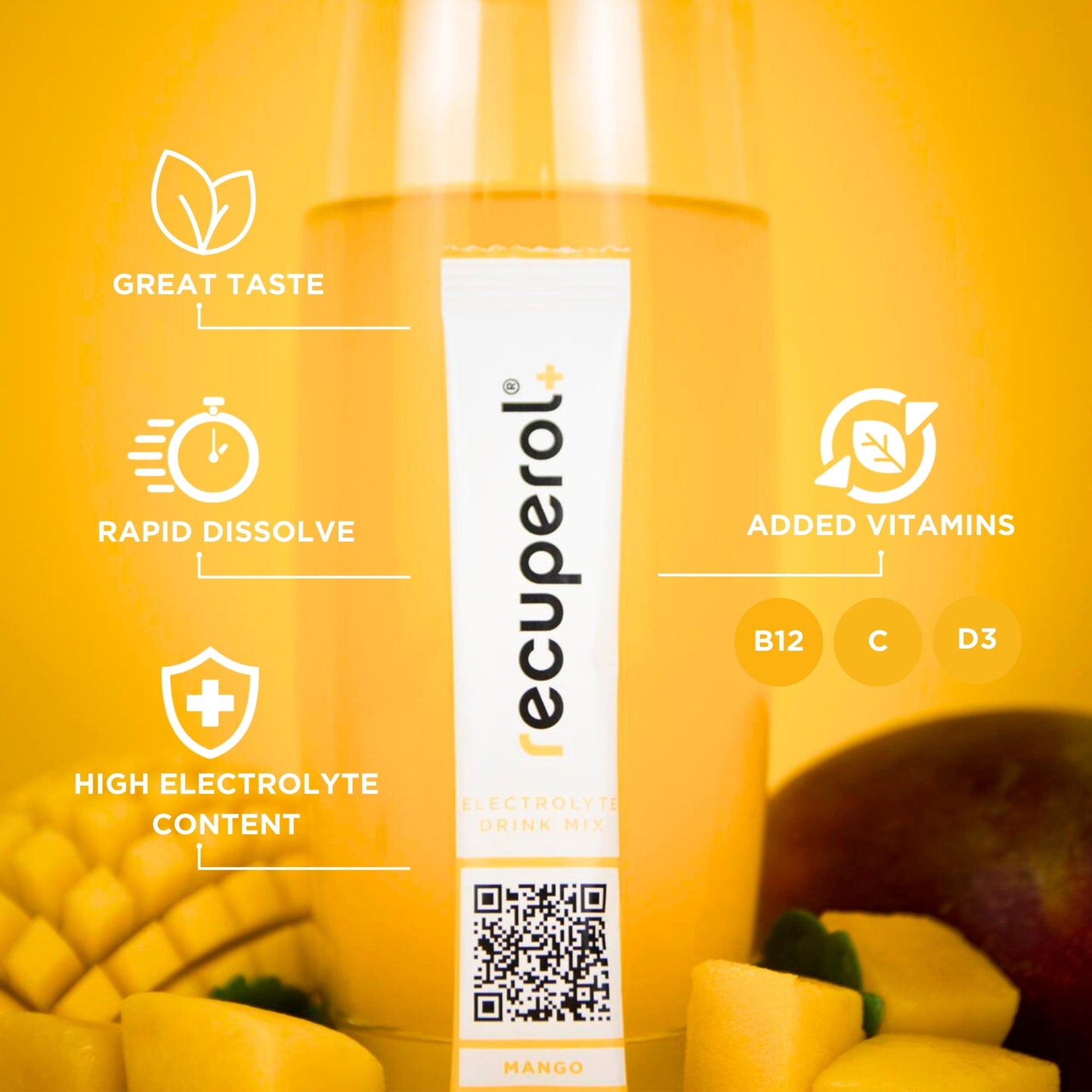Recuperol Rehydration & Recovery Electrolyte Powder Drink Mix - Mango