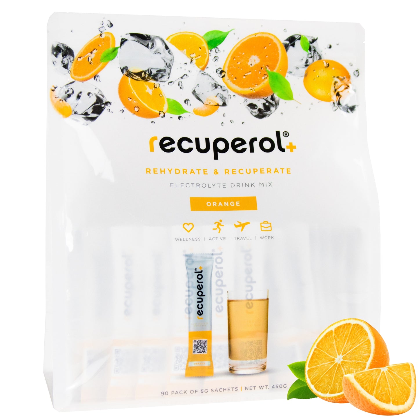 Recuperol Rehydration & Recovery Electrolyte Powder Drink Mix - Orange